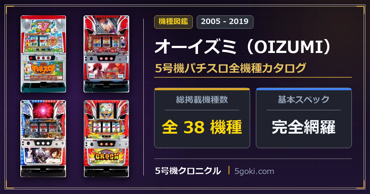 オーイズミ（OIZUMI）5号機パチスロ全38機種カタログ アイキャッチ画像