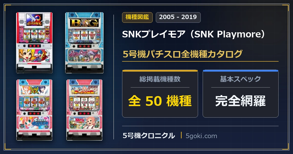 SNKプレイモア】パチスロ5号機全50機種一覧カタログ｜年代別・スペック